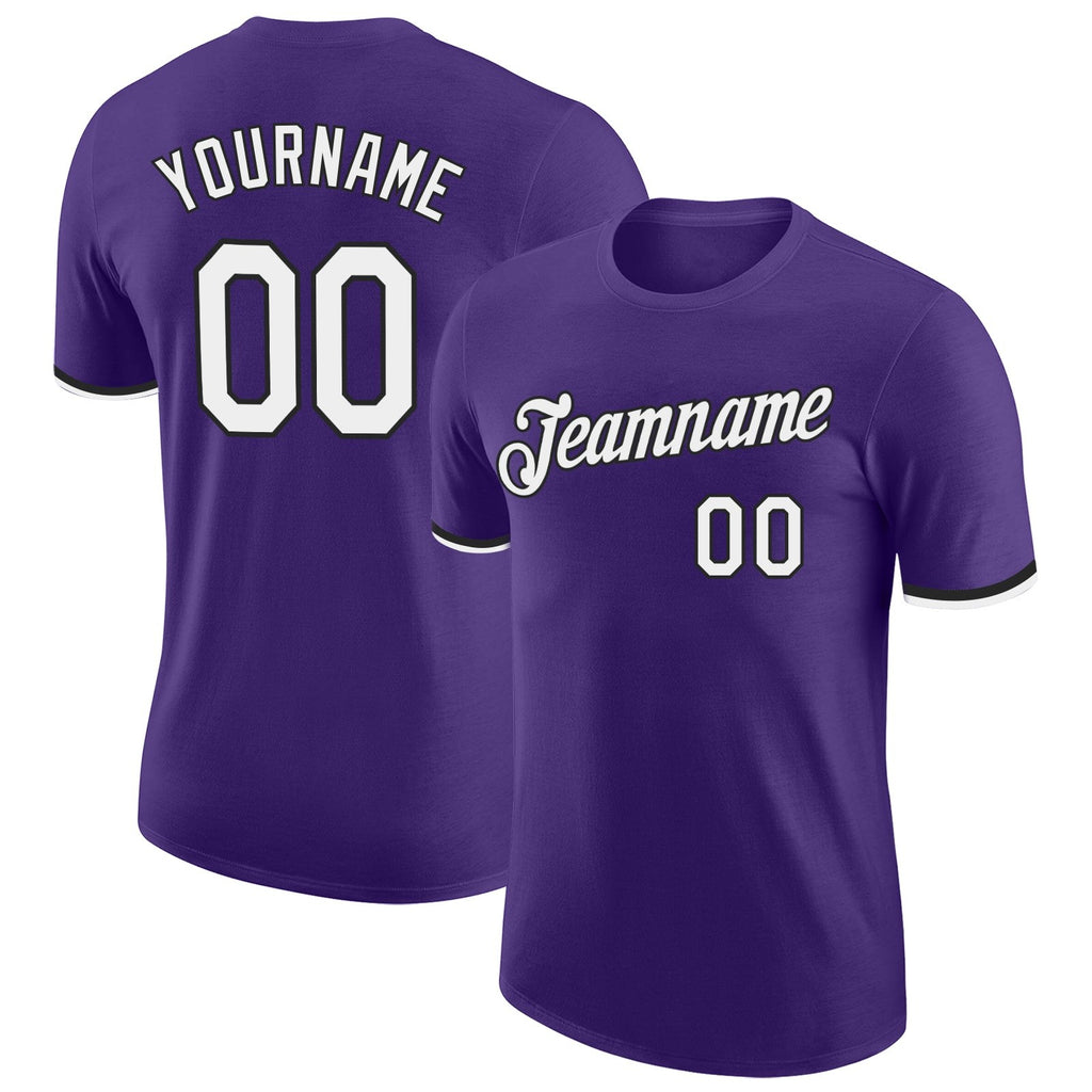 Custom Purple White-Black Performance T-Shirt photo 1