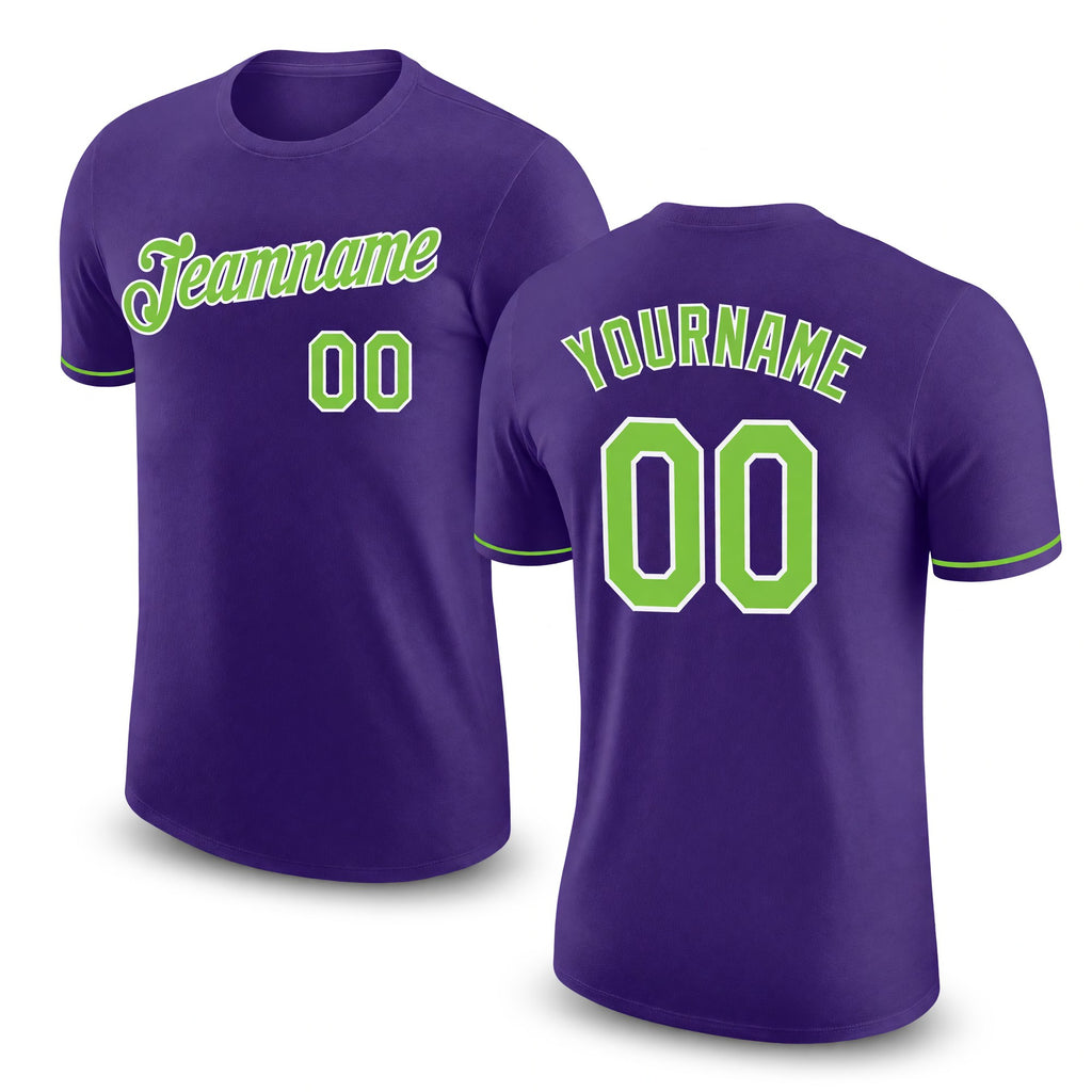 Custom Purple Neon Green-White Performance T-Shirt