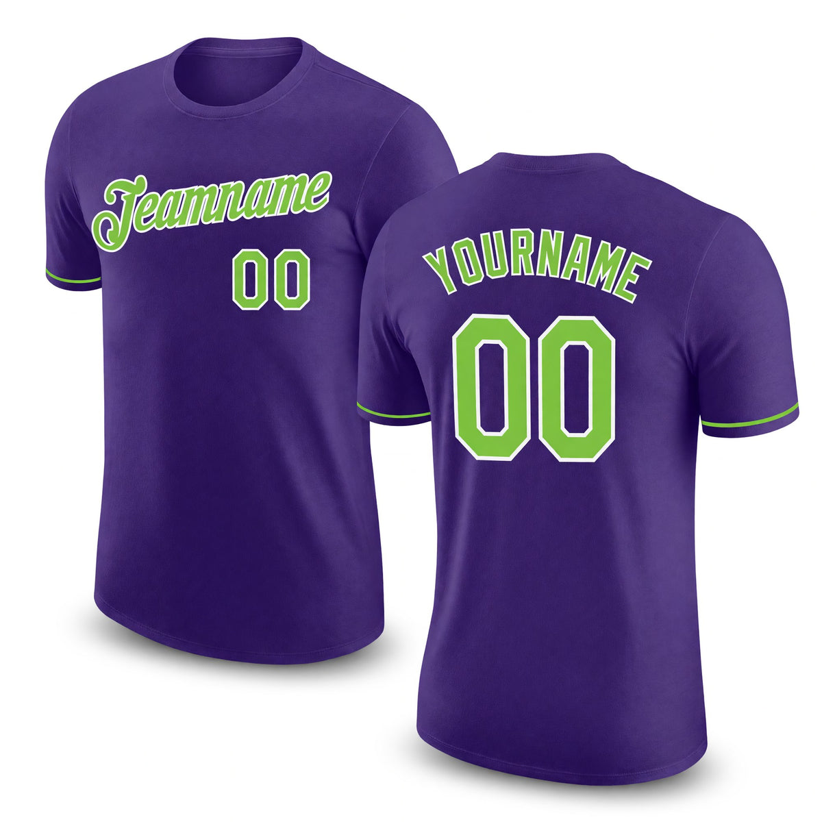 Custom Purple Neon Green-White Performance T-Shirt