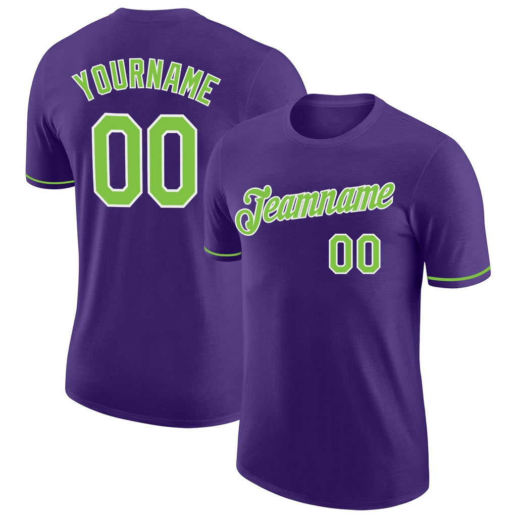 Custom Purple Neon Green-White Performance T-Shirt photo 1