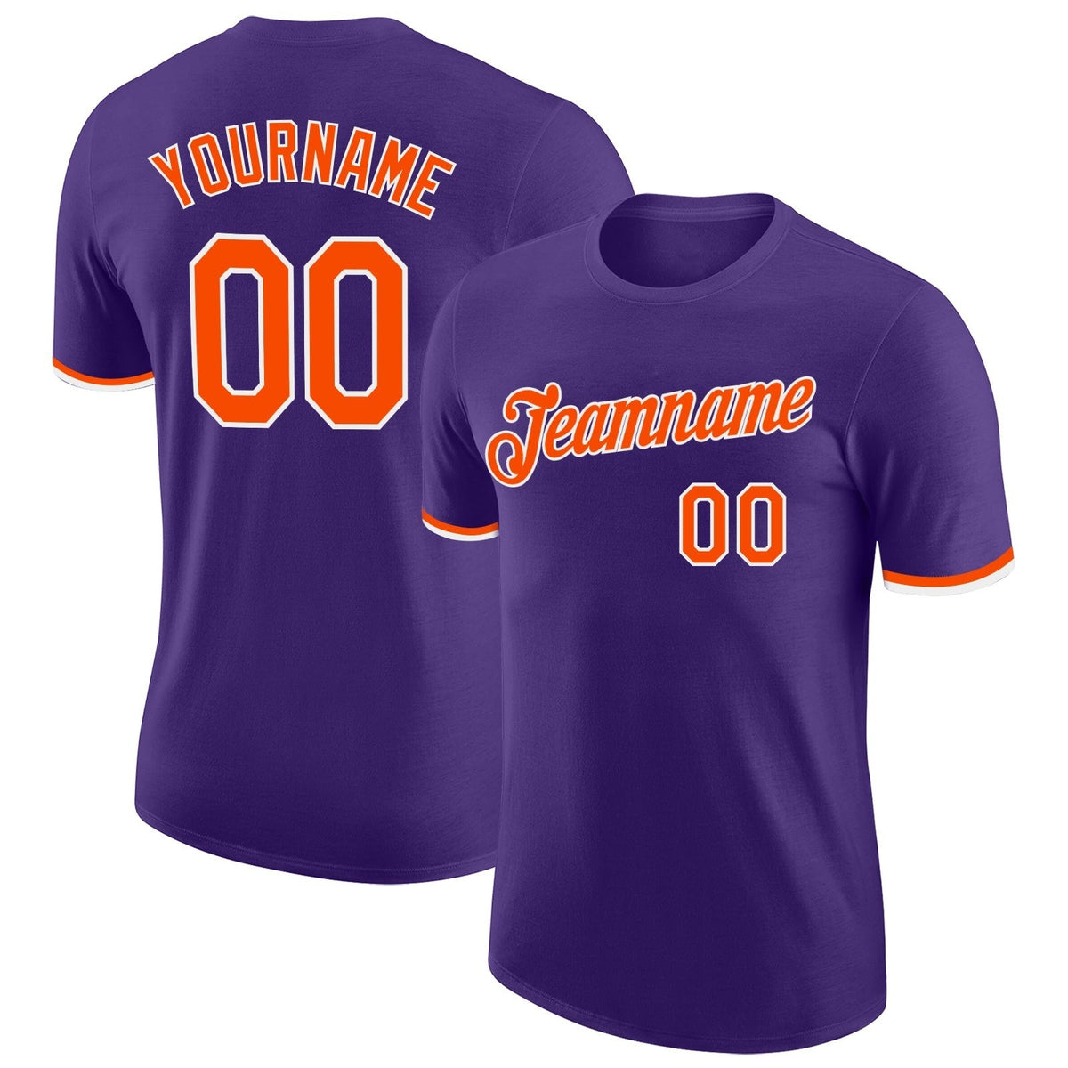 Custom Purple Orange-White Performance T-Shirt