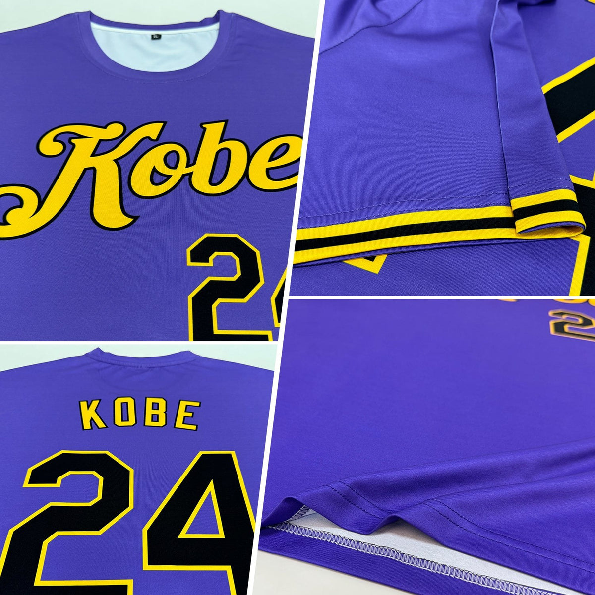 Custom Purple Black-Gold Performance T-Shirt photo 2