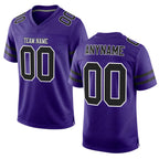 Custom Purple Black-White Mesh Authentic Football Jersey