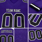 Custom Purple Black-White Mesh Authentic Football Jersey detail