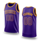 Custom Purple Purple-Gold Authentic Throwback Basketball Jersey