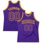 Custom Purple Purple-Gold Authentic Throwback Basketball Jersey photo 1
