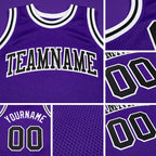 Custom Purple Black-White Authentic Throwback Basketball Jersey detail