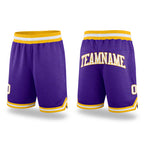 Custom Purple White-Gold Authentic Throwback Basketball Shorts