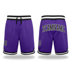 Custom Purple Black-White Authentic Throwback Basketball Shorts