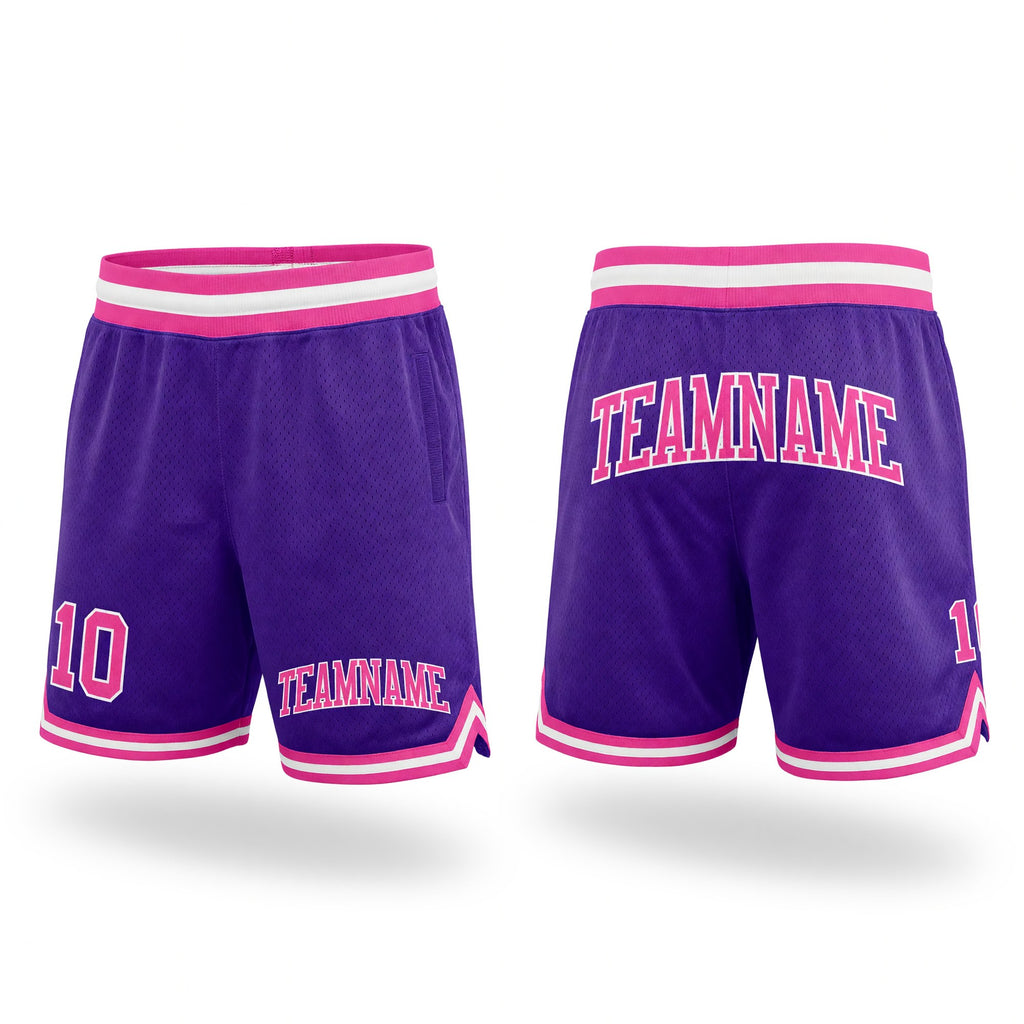 Custom Purple Pink-White Authentic Throwback Basketball Shorts
