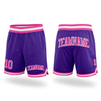 Custom Purple Pink-White Authentic Throwback Basketball Shorts