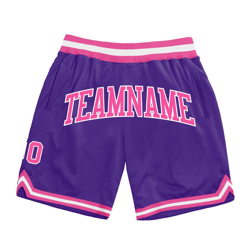 Custom Purple Pink-White Authentic Throwback Basketball Shorts photo 1