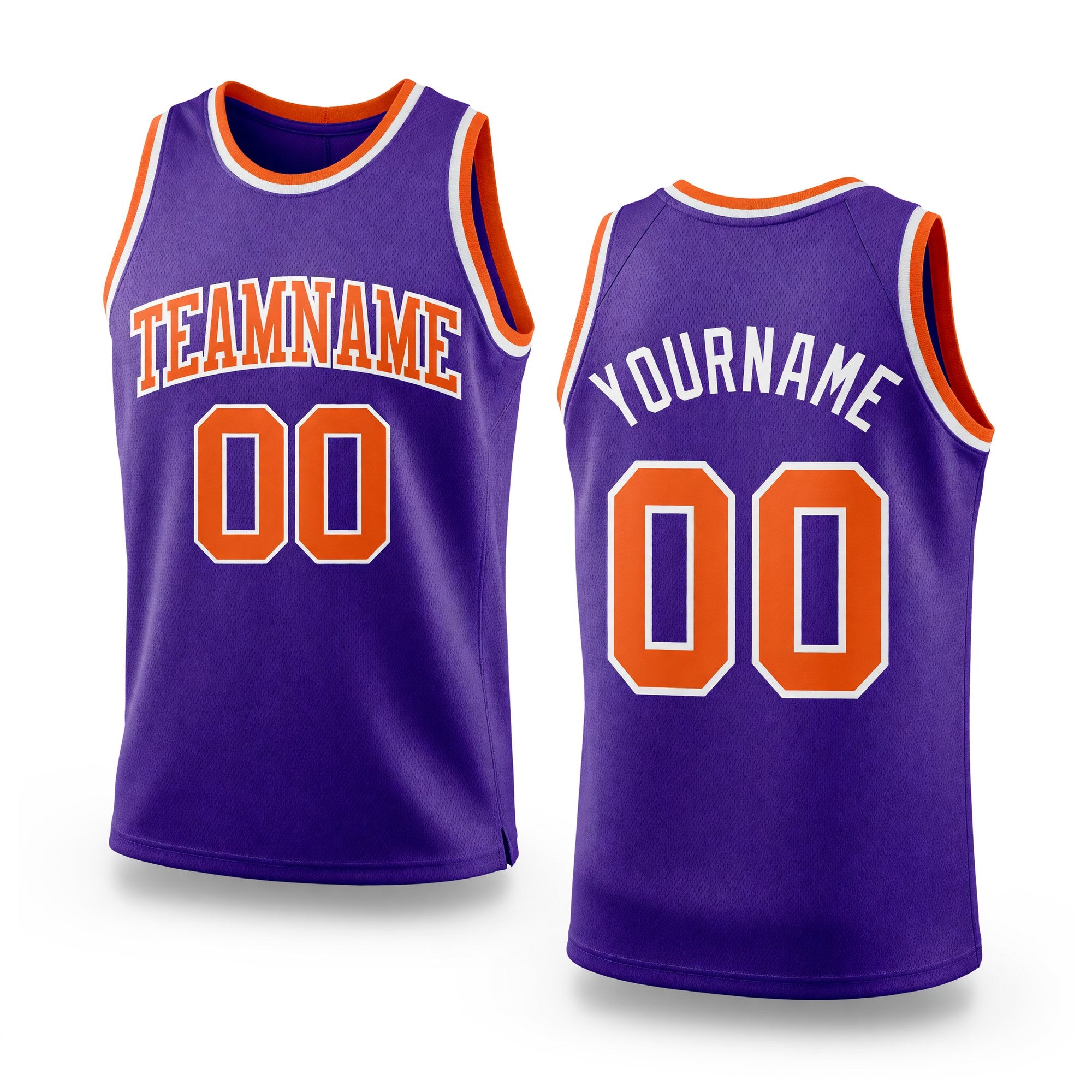 Custom Purple Orange-White Authentic Throwback Basketball Jersey