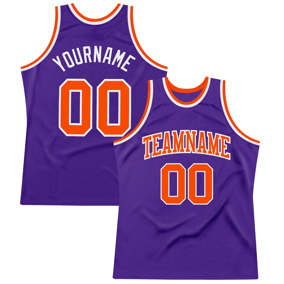 Custom Purple Orange-White Authentic Throwback Basketball Jersey photo 1