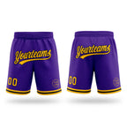 Custom Purple Gold-Black Authentic Throwback Basketball Shorts