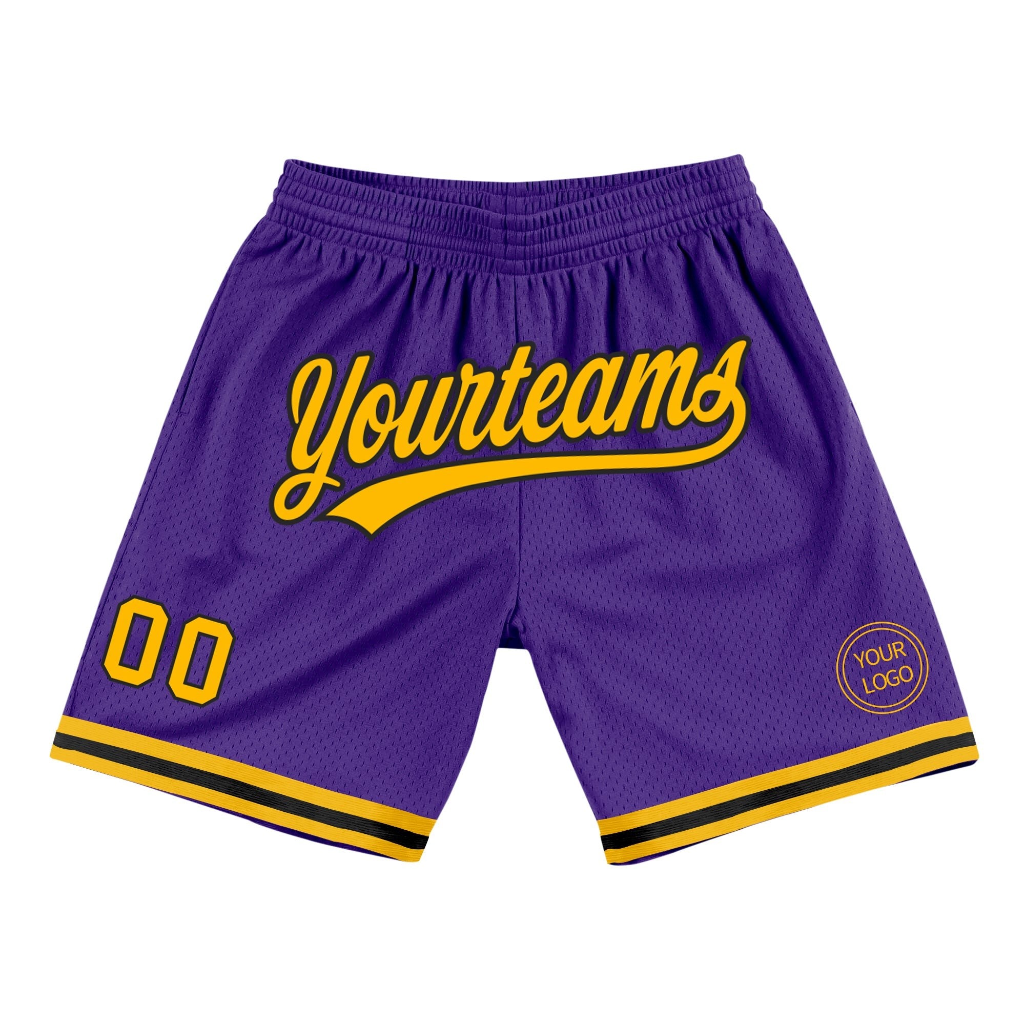 Custom Purple Gold-Black Authentic Throwback Basketball Shorts photo 1