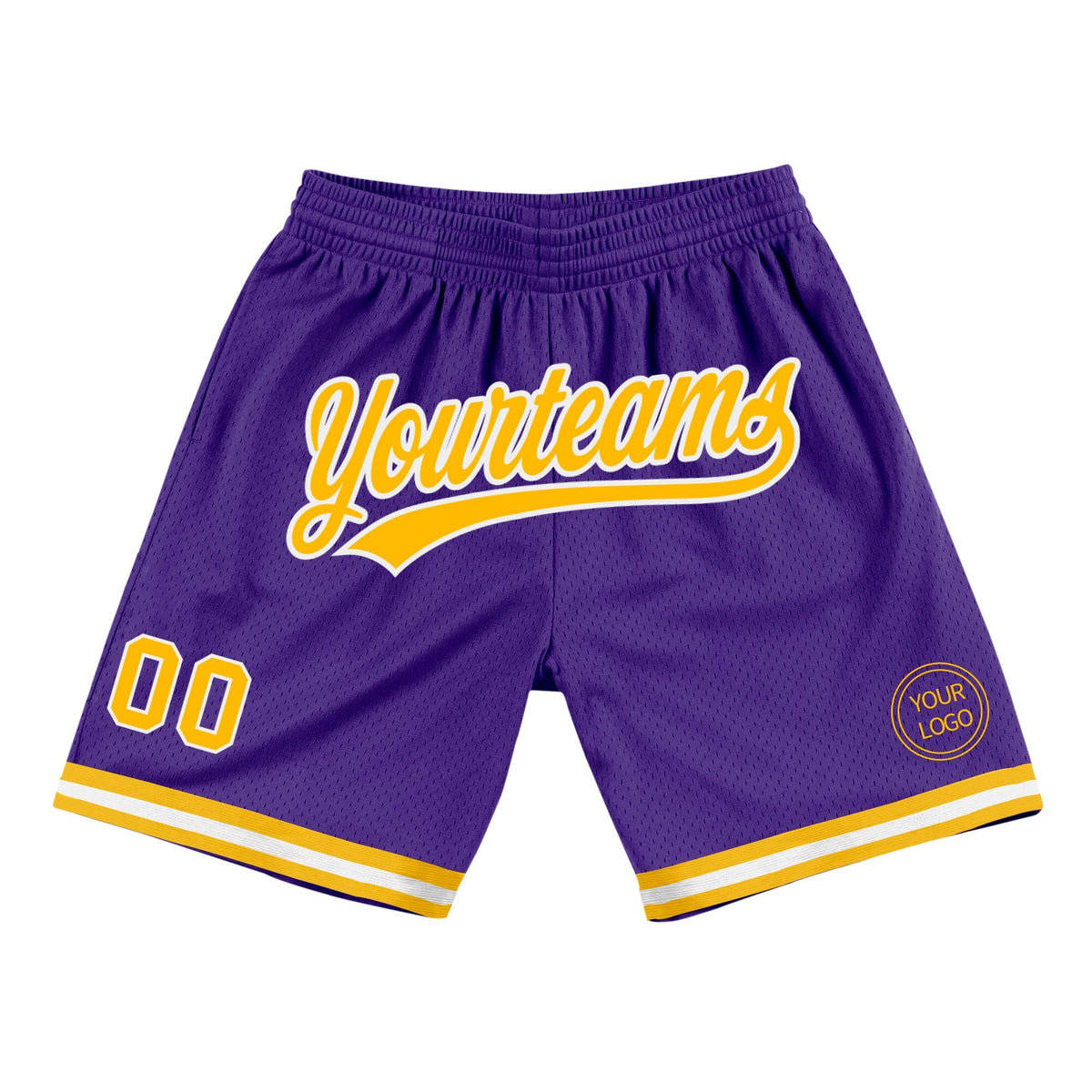 Custom Purple Gold-White Authentic Throwback Basketball Shorts photo 1