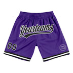 Custom Purple Black-White Authentic Throwback Basketball Shorts photo 1