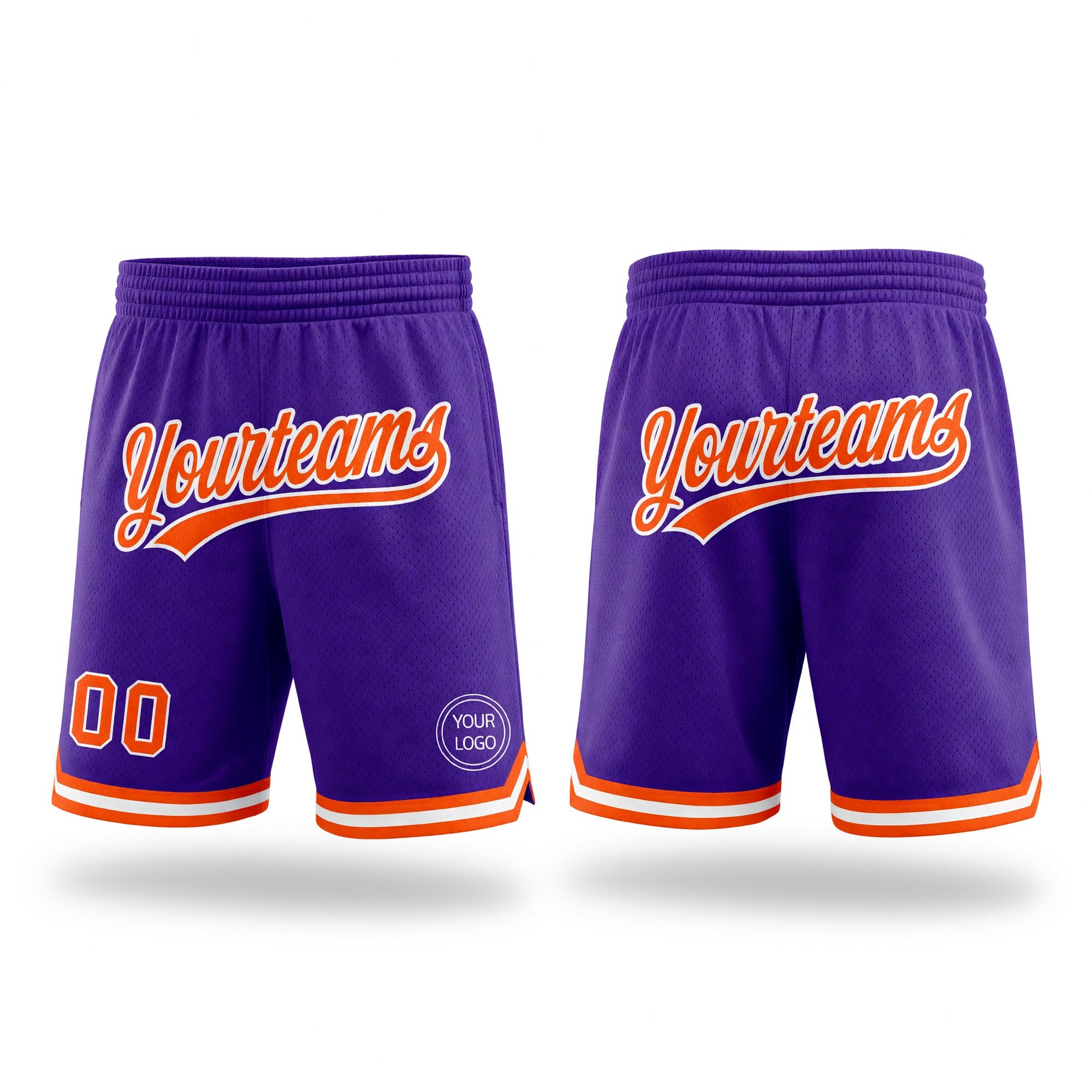 Custom Purple Orange-White Authentic Throwback Basketball Shorts