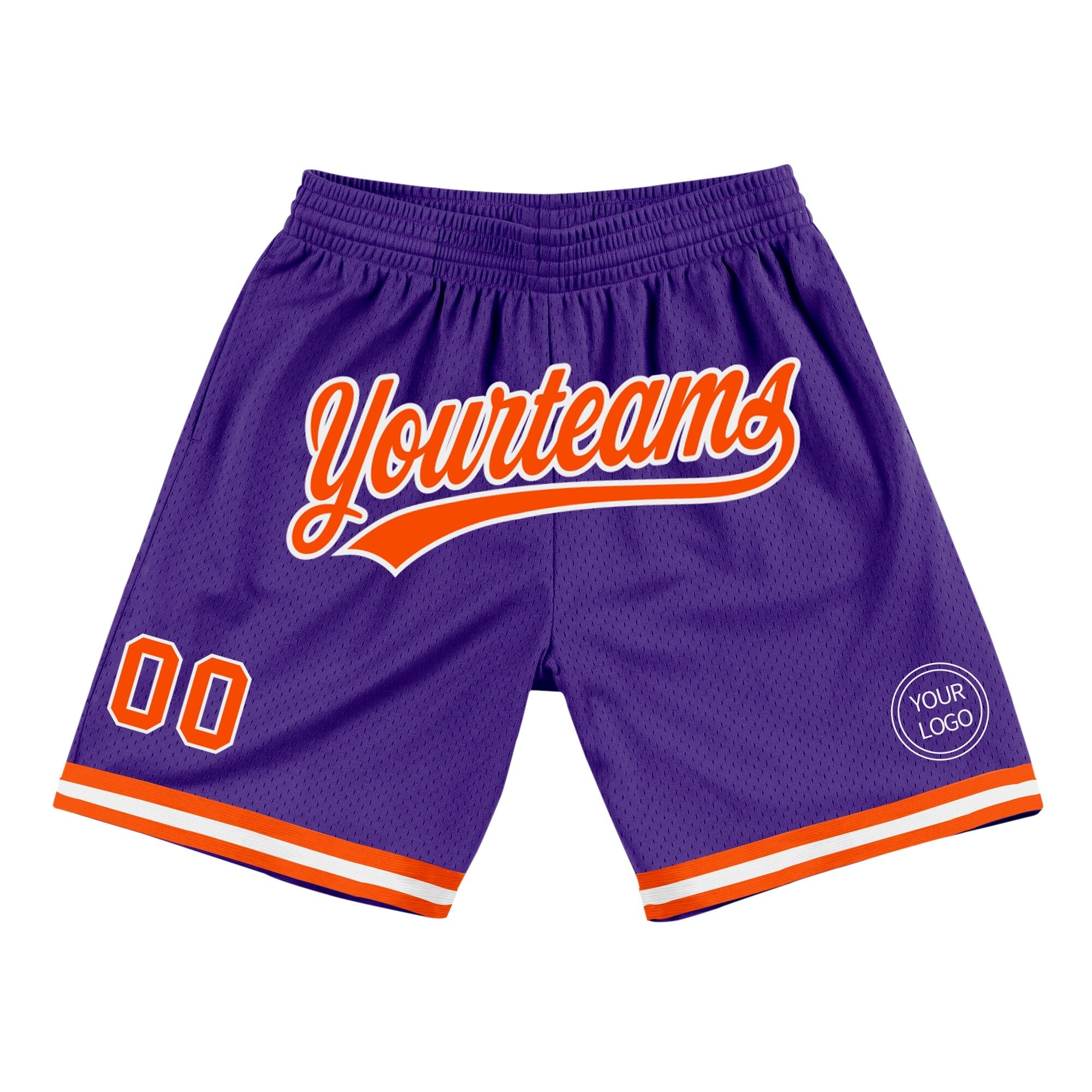 Custom Purple Orange-White Authentic Throwback Basketball Shorts photo 1