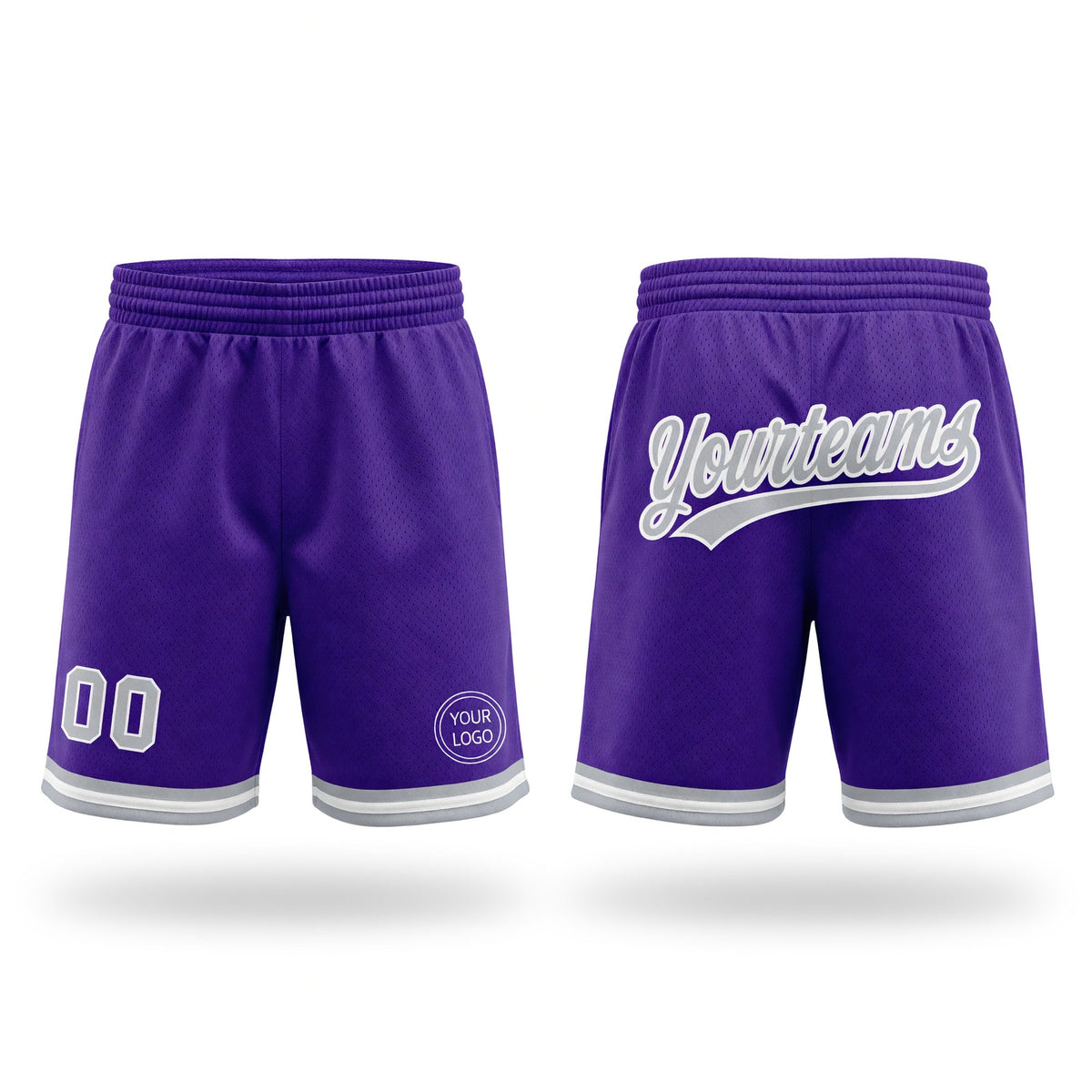Custom Purple Gray-White Authentic Throwback Basketball Shorts