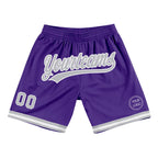 Custom Purple Gray-White Authentic Throwback Basketball Shorts photo 1