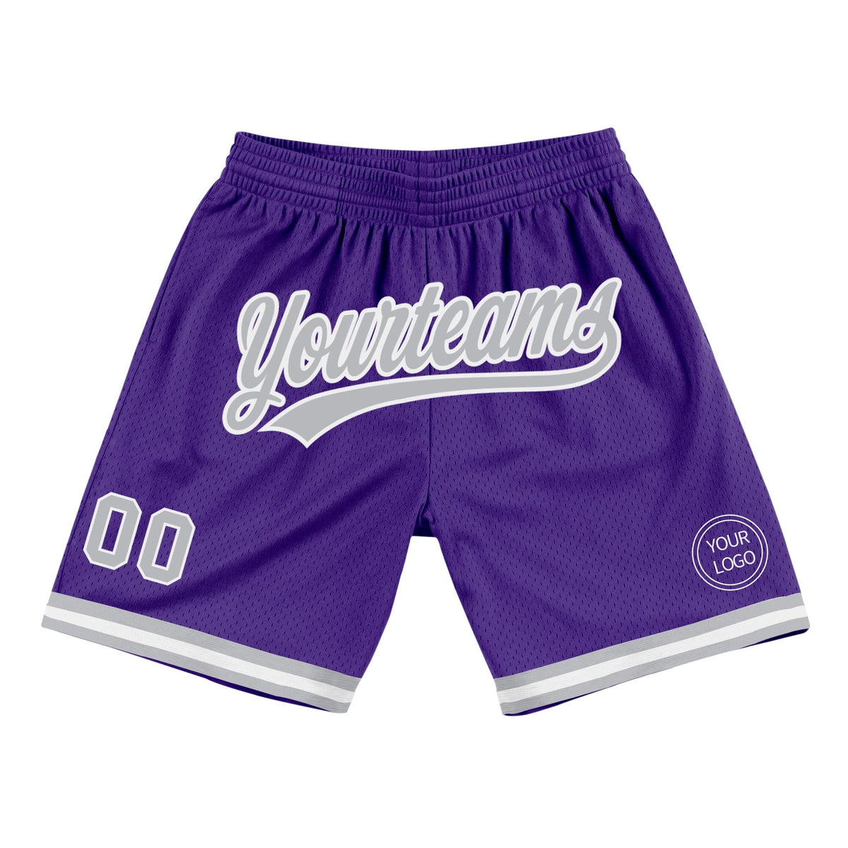 Custom Purple Gray-White Authentic Throwback Basketball Shorts photo 1