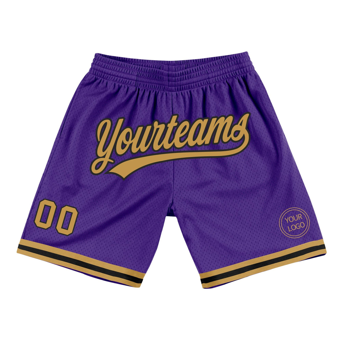 Custom Purple Old Gold-Black Authentic Throwback Basketball Shorts photo 1