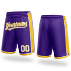 Custom Purple White-Yellow Authentic Basketball Shorts