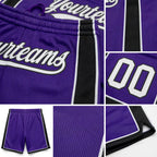 Custom Purple White-Black Authentic Basketball Shorts detail