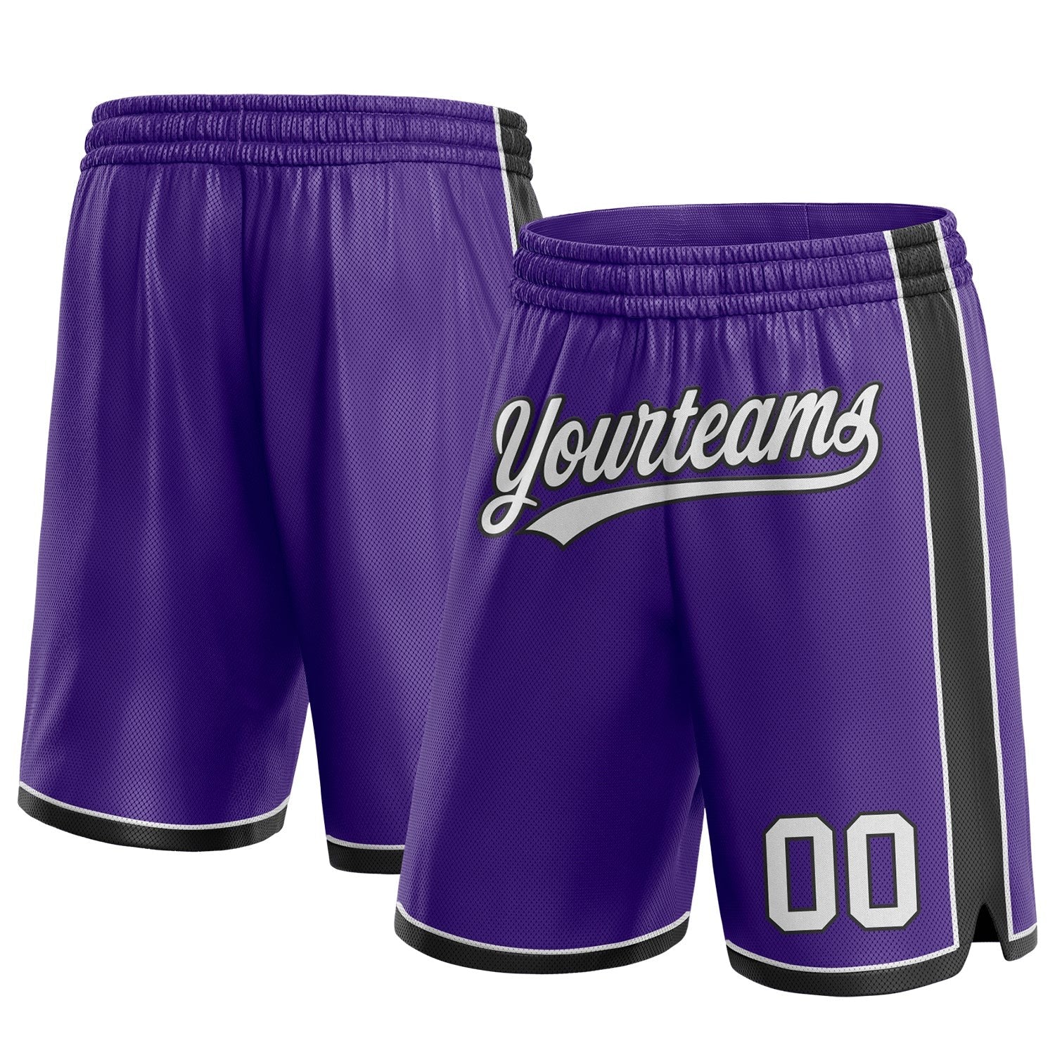 Custom Purple White-Black Authentic Basketball Shorts photo 1