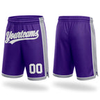 Custom Purple White-Gray Authentic Basketball Shorts