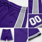 Custom Purple White-Gray Authentic Basketball Shorts detail