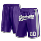 Custom Purple White-Gray Authentic Basketball Shorts photo 1