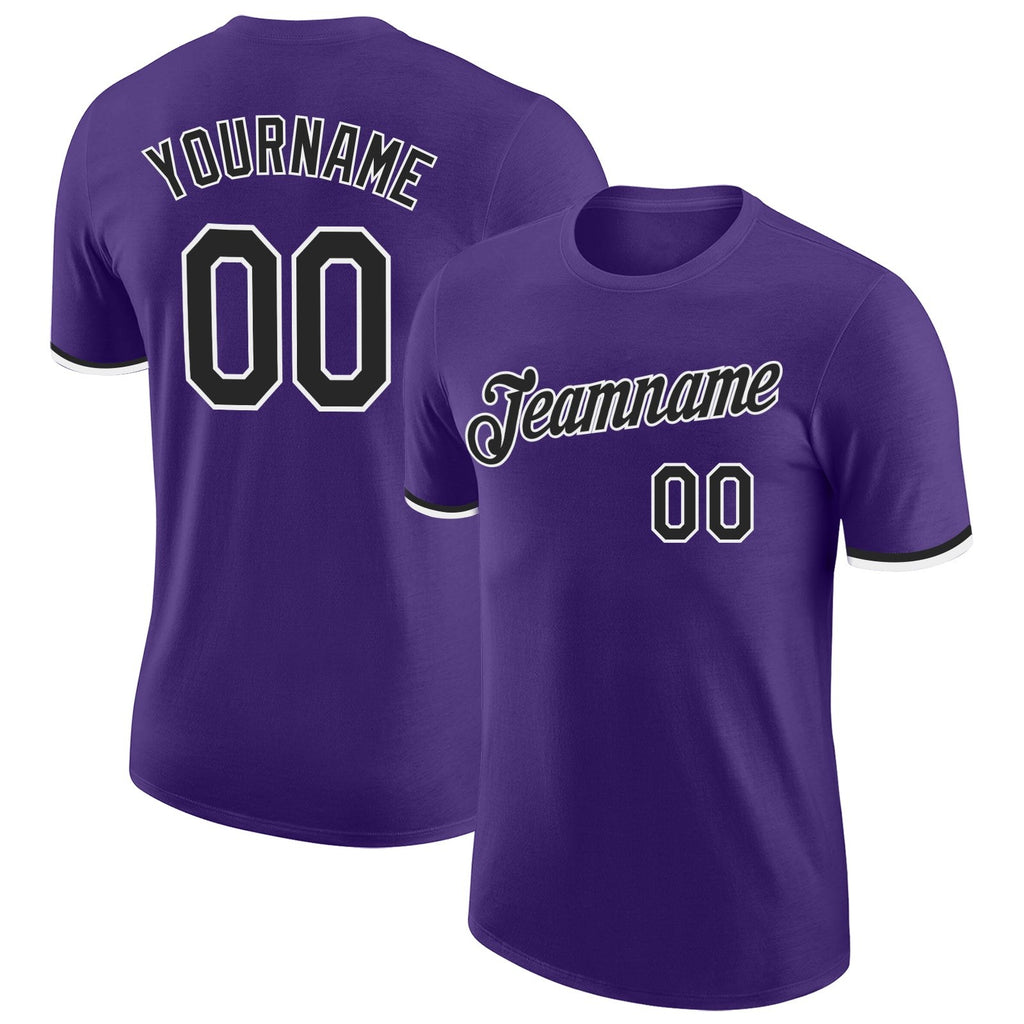Custom Purple Black-White Performance T-Shirt photo 1