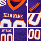 Custom Purple White-Orange Mesh Authentic Football Jersey detail