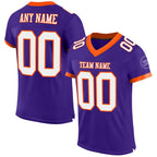 Custom Purple White-Orange Mesh Authentic Football Jersey photo 1