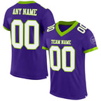 Custom Purple White-Neon Green Mesh Authentic Football Jersey photo 1