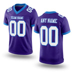 Custom Purple White-Powder Blue Mesh Authentic Football Jersey