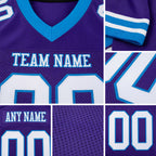 Custom Purple White-Powder Blue Mesh Authentic Football Jersey detail