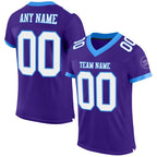 Custom Purple White-Powder Blue Mesh Authentic Football Jersey photo 1