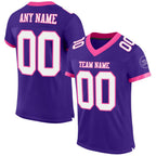 Custom Purple White-Pink Mesh Authentic Football Jersey photo 1