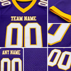 Custom Purple White-Gold Mesh Authentic Football Jersey detail