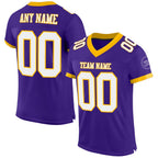 Custom Purple White-Gold Mesh Authentic Football Jersey photo 1
