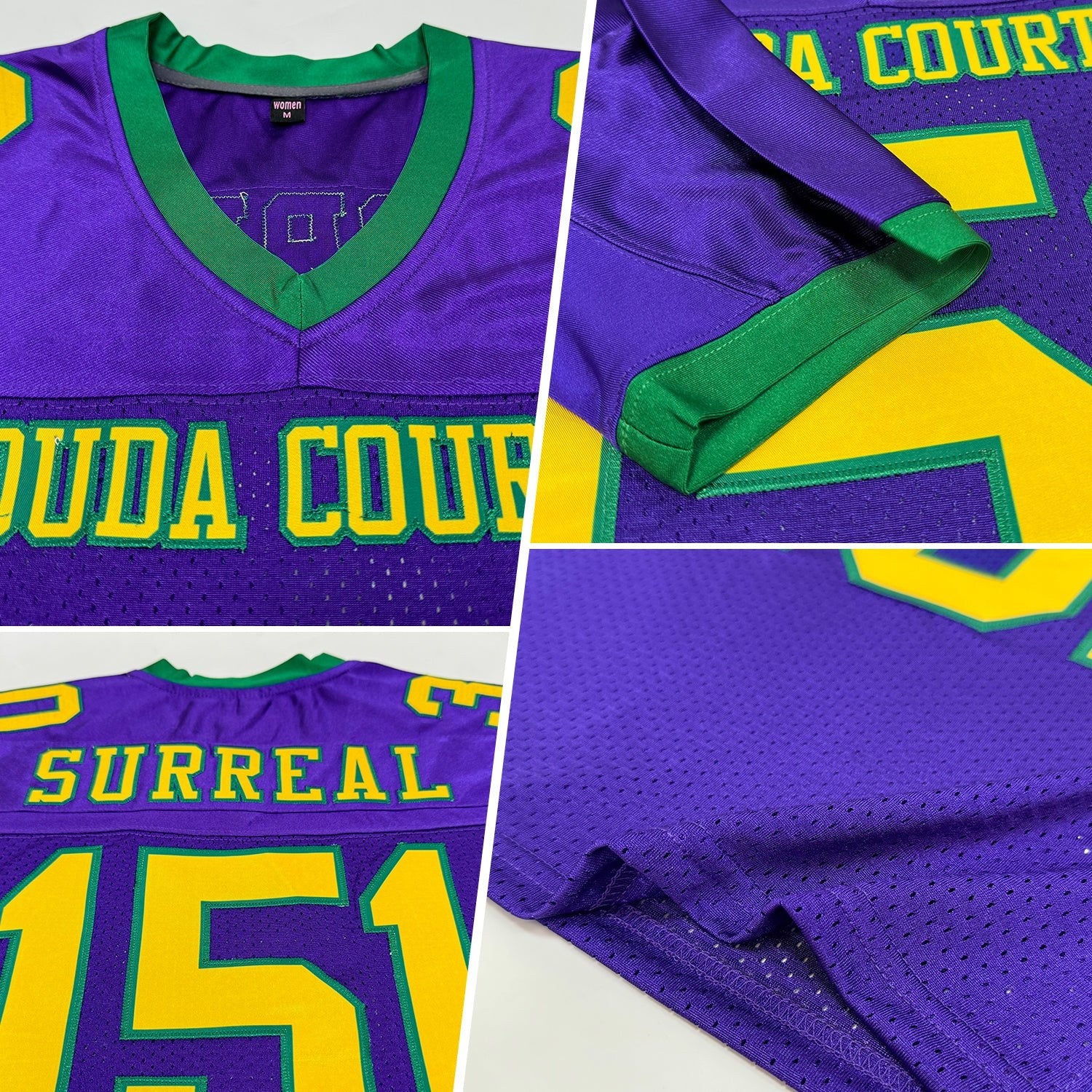 Custom Purple Gold-Kelly Green Mesh Authentic Football Jersey photo 2