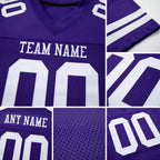 Custom Purple White Mesh Authentic Football Jersey detail