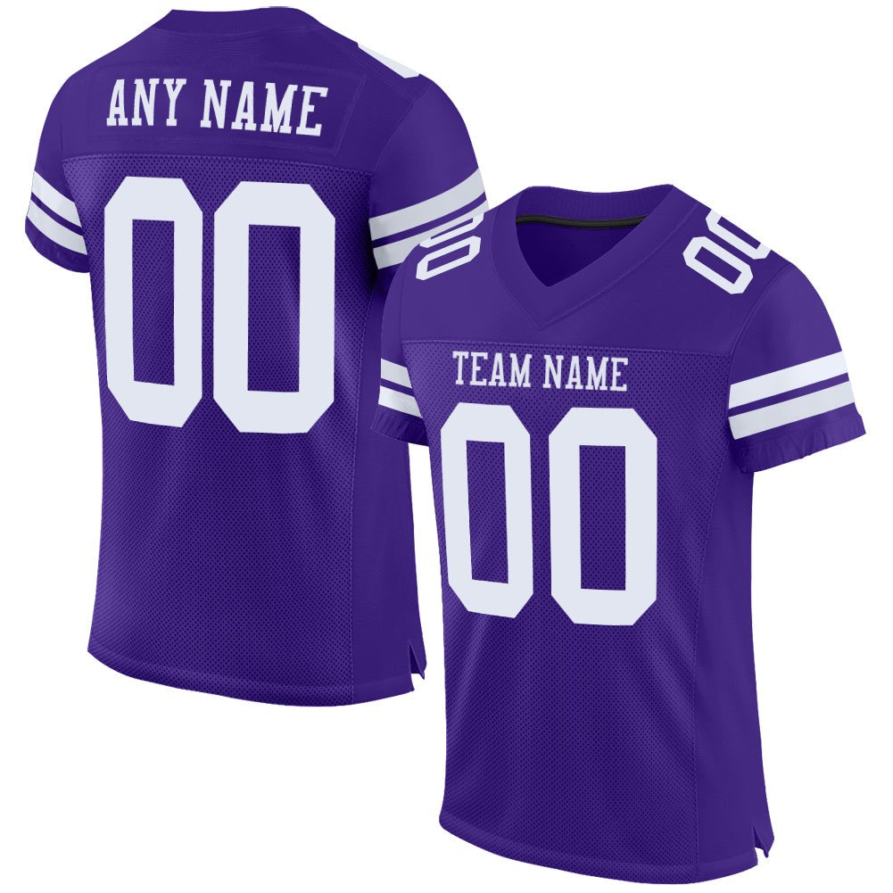 Custom Purple White Mesh Authentic Football Jersey photo 1