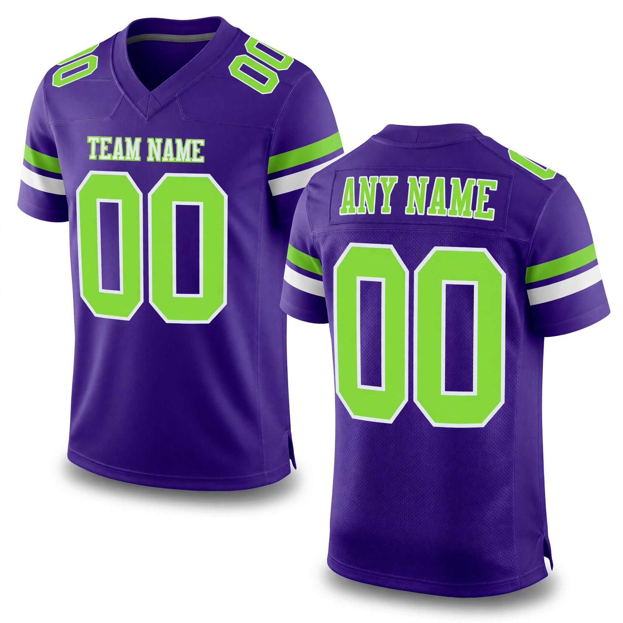 Custom Purple Neon Green-White Mesh Authentic Football Jersey