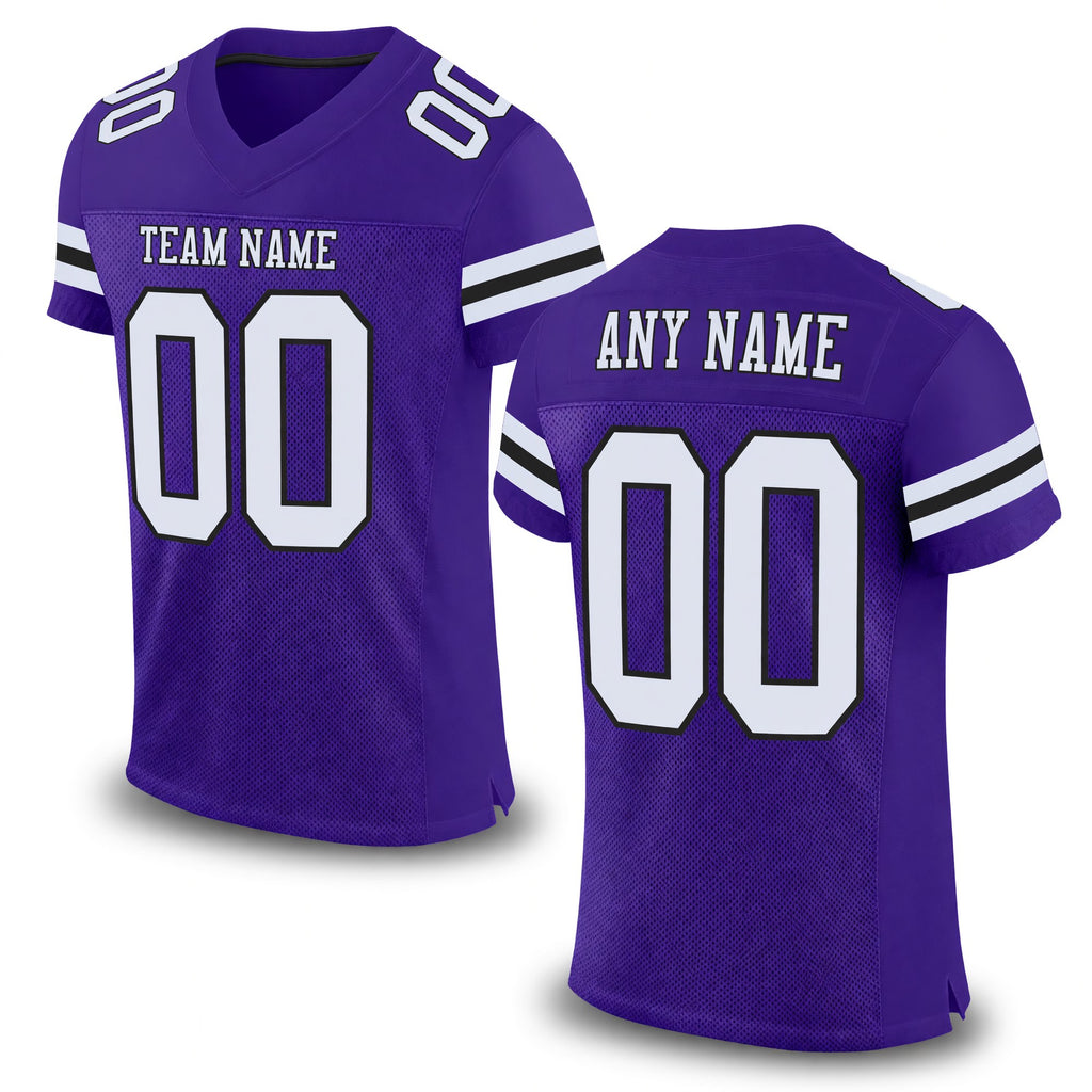 Custom Purple White-Black Mesh Authentic Football Jersey