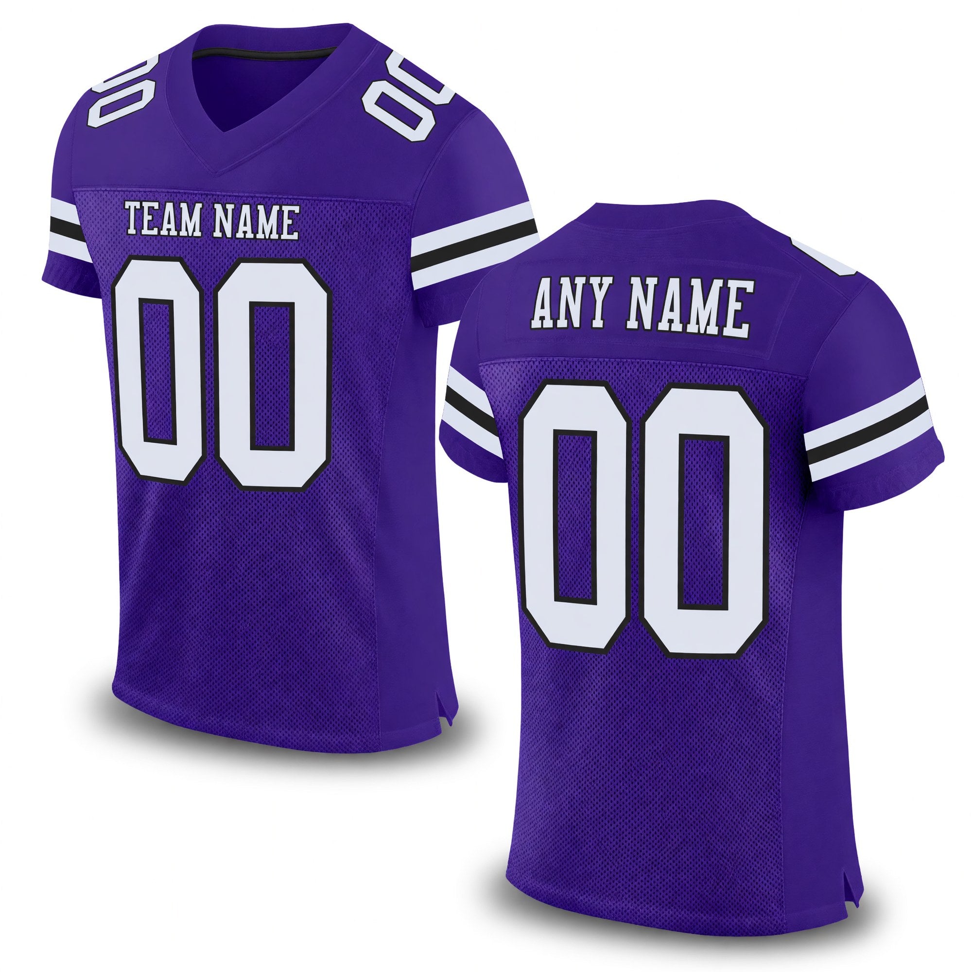 Custom Purple White-Black Mesh Authentic Football Jersey